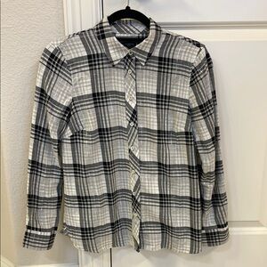 Talbots Black and White Plaid Button Down Shirt